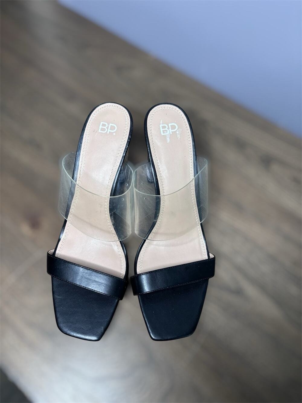 BP Black & Clear Acrylic Block Heels 10